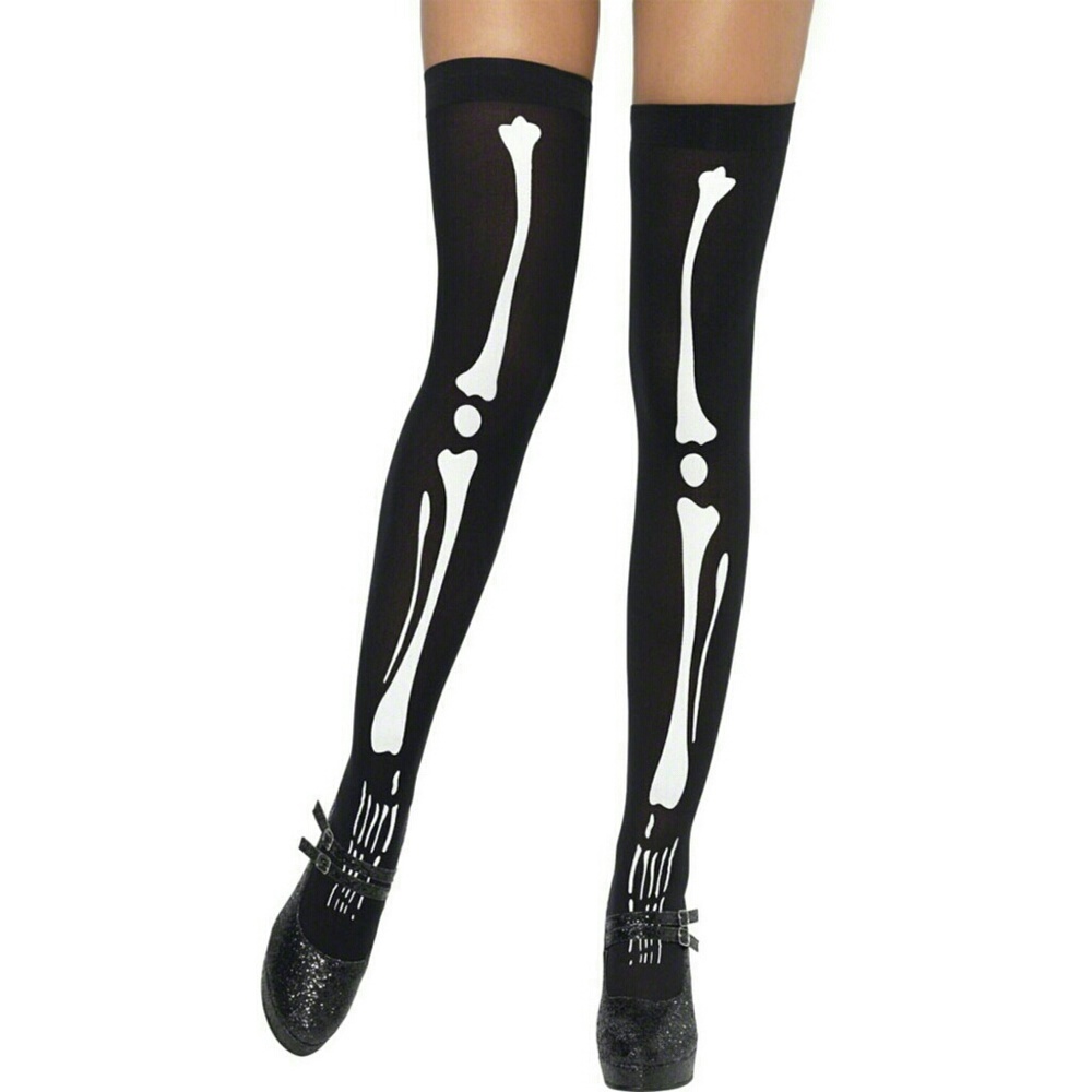 Skeleton Bones Thigh High Stockings